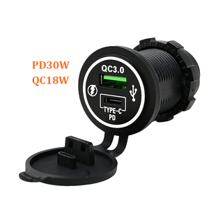 Phổ 12V-24V 60W Ba pd3.0 & kép QC3.0 cổng kép Xe Buýt USB sạc ổ cắm - Product Image 1