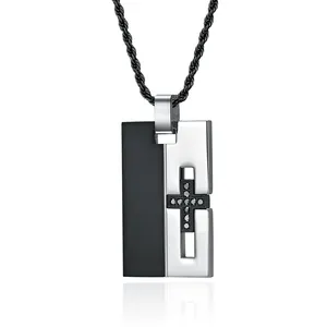 Personalized Accessories Necklace Charms Stainless Steel Dainty CZ Cross Pendant Necklace Fashion Cool Boys Jewelry Gifts