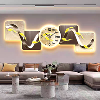 Moderne Luxuriöse Nordische Große 3D Hängende Kreative Wandkunst Mit Uhr Wohnzimmer Sofa Hintergrund Fisch-Wand-LED-Lichtbild