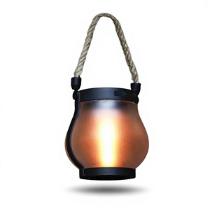 Nuova Lampada a Fiamma LED <span class=keywords><strong>Solare</strong></span> con Corda di Canapa, Luce da Campeggio Sospesa per Esterni, Ricaricabile, Decorazione da Giardino Multifunzionale - Product Image 1