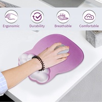 Tapis de souris ergonomique en mousse à mémoire de forme blanc et violet dégradé avec repose-poignet, base antidérapante en gel, pour le jeu et le bureau