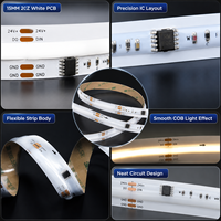 Tira de Luces LED COB Direccionables RGBW, FCOB SPI RGBCCT IC RGB, Blanco Ajustable 3000K-6000K, DC24V, 840 LED, RA90