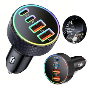 Cargador de Coche de Aleación de Aluminio 4 en 1, Divisor de Encendedor de Cigarrillos para Coche, Carga Rápida USB con Luz LED - Product Image 1