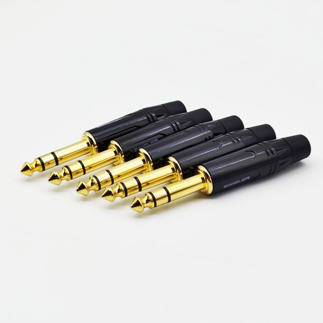 High Quality Mixer Speaker Audio Cable Connector 6.35mm TRS Male Connector OFC Jack Plug for Guitar Mixer 1/4 Inch Stereo Plug