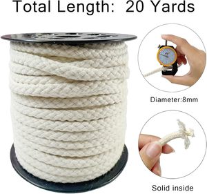 Cordon en polyester-coton naturel doux de 8 mm, 20 yards, pour macramé, cordon de serrage, pantalons de survêtement, sweats à capuche, sacs, artisanat, décorations murales tressées - Product Image 2
