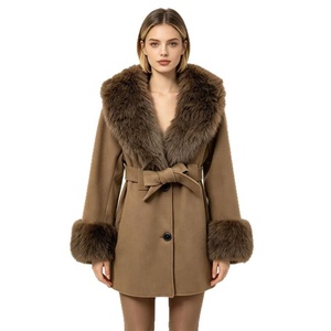 <span class=keywords><strong>Manteau</strong></span> mi-long en mélange de laine de chameau pour <span class=keywords><strong>femme</strong></span> Zeyu, chaud pour l'hiver, avec col et poignets en fausse fourrure, ceinturé, veste tendance pour <span class=keywords><strong>femme</strong></span> - Product Image 5