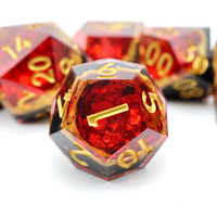 Superbe jeu de dés RPG polyédriques géode rouge, dés DND uniques en résine faits à la main pour donjons et dragons, jeux de société et Role-G3