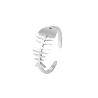 Bague ouverte ajustable en acier inoxydable plaqué or 18 carats motif arête de poisson pour femme, style minimaliste, unique, mignon, vintage, marque MID, usage quotidien, vente en gros
