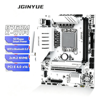 Carte mère JGINYUE B760M-K WiFi LGA1700 DDR4 4800MHz 10 Phases d'alimentation 2x M.2 NVMe 4.0 WiFi 6 AX201 intégré RGB M-ATX pour PC de bureau