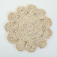 Sets de table ronds tressés en rotin naturel pour table à manger, dessous de plat creux en osier pour Thanksgiving et Noël