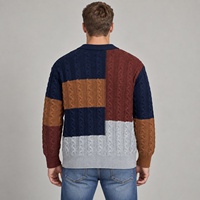 Cardigan en tricot torsadé color block pour homme, col en V, boutonnage frontal, avec poches plaquées, épais et chaud, à manches longues, OEM