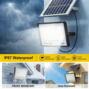 Lampu Solar LED tahan air luar ruangan lampu sorot 60w-400W pengendali jarak jauh 300W 200W/100W <span class=keywords><strong>Panel</strong></span> surya IP67 penggunaan gudang garansi 5 tahun - Product Image 3