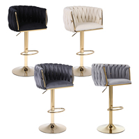 Tabouret de Bar de Luxe en Velours Premium avec Pieds Dorés, Pivotant et Réglable, au Design Opulent