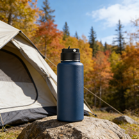 Nouvelle bouteille d'eau en acier inoxydable de 950ml avec paille Bouteille de sport isolée à double paroi avec poignée Thermo étanche sans BPA