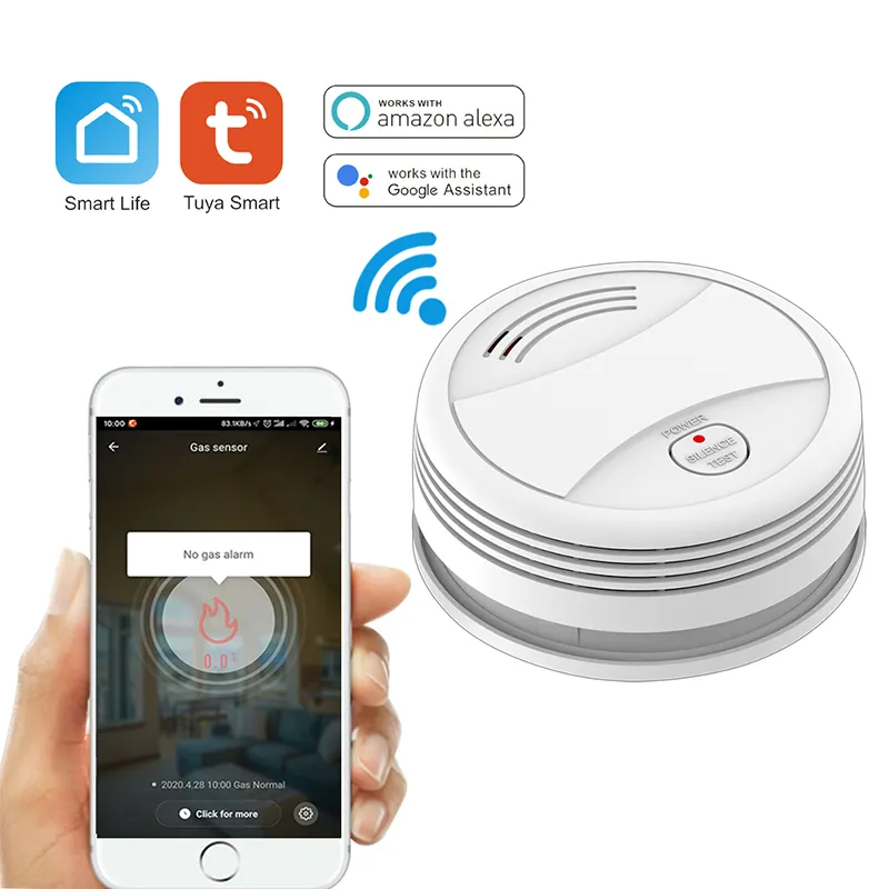 Intelligent Tuya WiFi smoke fire alarm sensor APP remote control automatic intelligent smoke alarm