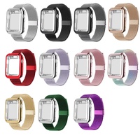 Bracelet milanais en acier inoxydable + boucle de boîtier pour Apple watch