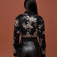D & M Mode Vêtements pour Femmes Vestes pour Femmes 2025 Imprimé Fleurs Sequin Zip up Camouflage Veste Femmes Personnalisé Jeans Veste