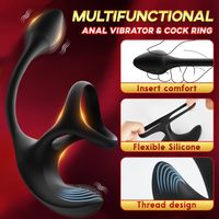Vibrierender Cockring mit Anallplug und Prostatamassage, 4-in-1 Dammstimulator Penisring Vibrator für Paare, Sexspielzeug für Erwachsene für Männer