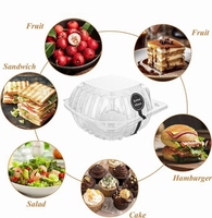 Contenants en plastique transparent, contenants alimentaires jetables de 6 pouces, boîte à emporter à clapet transparente pour hamburgers, gâteaux, salades