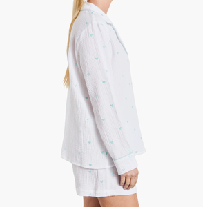 Set in due pezzi <span class=keywords><strong>pigiama</strong></span> con motivo a cuore di Natale da donna Set a maniche lunghe con elastico in vita Shorts abbigliamento da notte da donna in cotone - Product Image 5