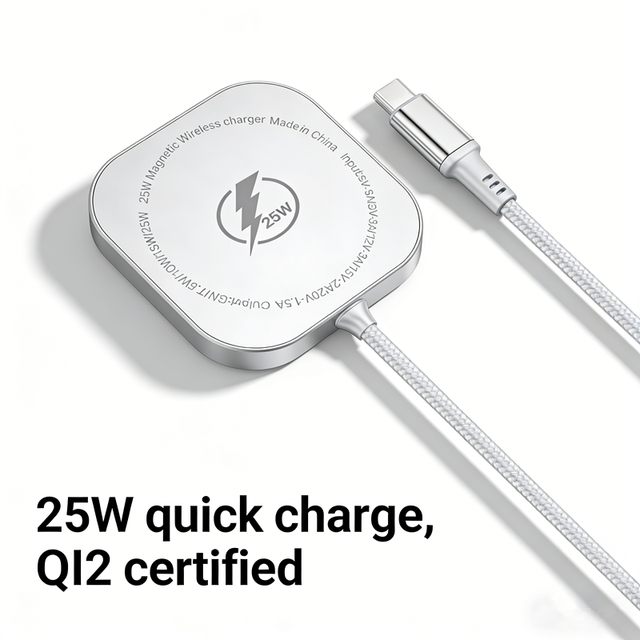 OEM Logo Round/Square Shape Wireless Phone Charger Qi 2.2 25W Quick Charge Smart Mobile Phone Universal Desktop Wireless Charger