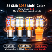 Ampoule LED 3030-35SMD3 pour voiture, 6000K blanc, ambre, rouge, multi-prises, clignotant, feu stop, feu arrière, 12V