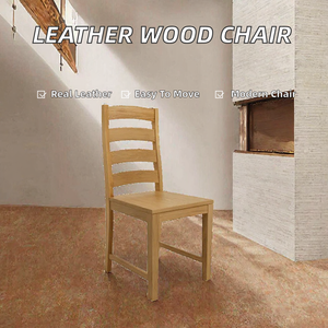 Fauteuil de designer Timberight, moderne, en bois massif et cuir, avec dossier capitonné, pliable pour la salle de sport - Product Image 2