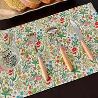 Set de table rectangulaire moderne en coton 100% réutilisable, double couche, antidérapant, imprimé motif végétal, pour la maison et l'extérieur