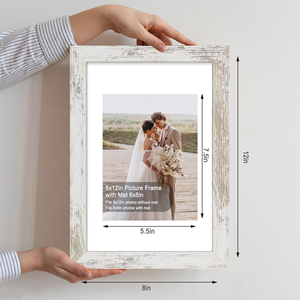 Cadre <span class=keywords><strong>photo</strong></span> rectangulaire en bois Hongkee 5x7 avec verre, finition blanc vieilli, fixation murale/sur table, lot de 1 - Product Image 3