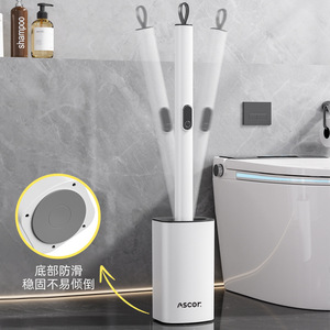 Ascor Toilet Brush With Base Long Handle Silicone Cleaning For Squat Toilets Eco Friendly - Product Image 3