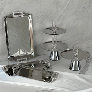 Plateau <span class=keywords><strong>à</strong></span> fruits moderne de luxe en acier inoxydable argenté Offres Spéciales écologique pour chocolat gâteau aux fruits secs Dessert placage de <span class=keywords><strong>pain</strong></span> - Product Image 6