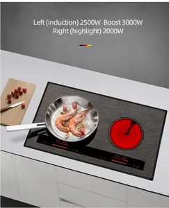 Two Burners Induction and Infrared Cooker/Hob/Stove/ Cook Top/Hot Plate Slide and Touch Control