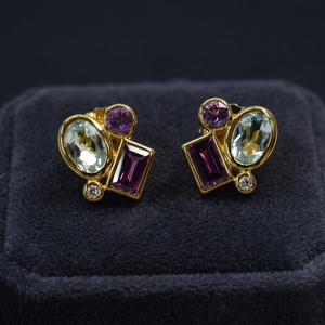 Listos para Enviar, Pendientes de Plata S925 con Baño de Oro de 14K, Topacio Azul Natural y Rodolita, Personalizables para Venta al por Menor, OEM, ODM - Product Image 2