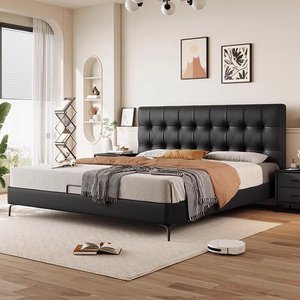 Lit Double Moderne Simple de Luxe Italien pour Petits Appartements, Taille King/Queen, avec Rangement, Revêtement en Cuir, Collection 2025 - Product Image 1