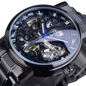 Winner Automatic Watch Luxury Royal Carving Stainless Steel Mens Mechanical Watches Men Wrist Skeleton Male Watch Reloj Hombre