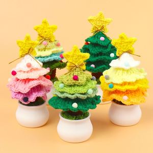 Décorations de Noël au crochet faites à la main, en gaze de tissu, petits cadeaux de bureau, plantes en pot, bouquets de fleurs artificielles DIY - Product Image 1