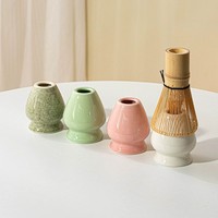 Fouet à matcha artisanal en bambou pour le thé vert de style japonais, 100 brins, accessoires de cérémonie du thé traditionnels de luxe en porcelaine