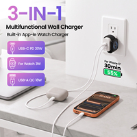 Chargeur mural multifonction 3 en 1 avec charge sans fil pour iWatch, pour téléphone portable, cadeau promotionnel, kit de voyage