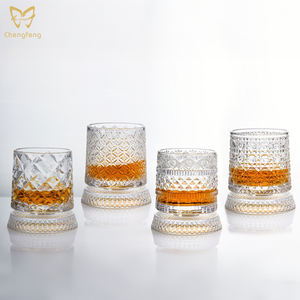 260 ml Döner Viski Bardakları, Altlıklı Döndürülebilir Kristal Viski Bardağı, Bar Partisi için Eski Usul Rock Bardağı - Product Image 3