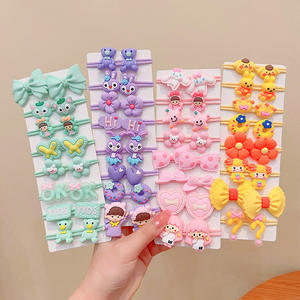 थोक 16 पीसी बच्चों के बाल सहायक कपड़े पहने हुए छोटे लड़कियों के हेयरपिन कार्टून रंगीन पशु सूरजमुखी बच्चों लोचदार हेयरबैंड - Product Image 2