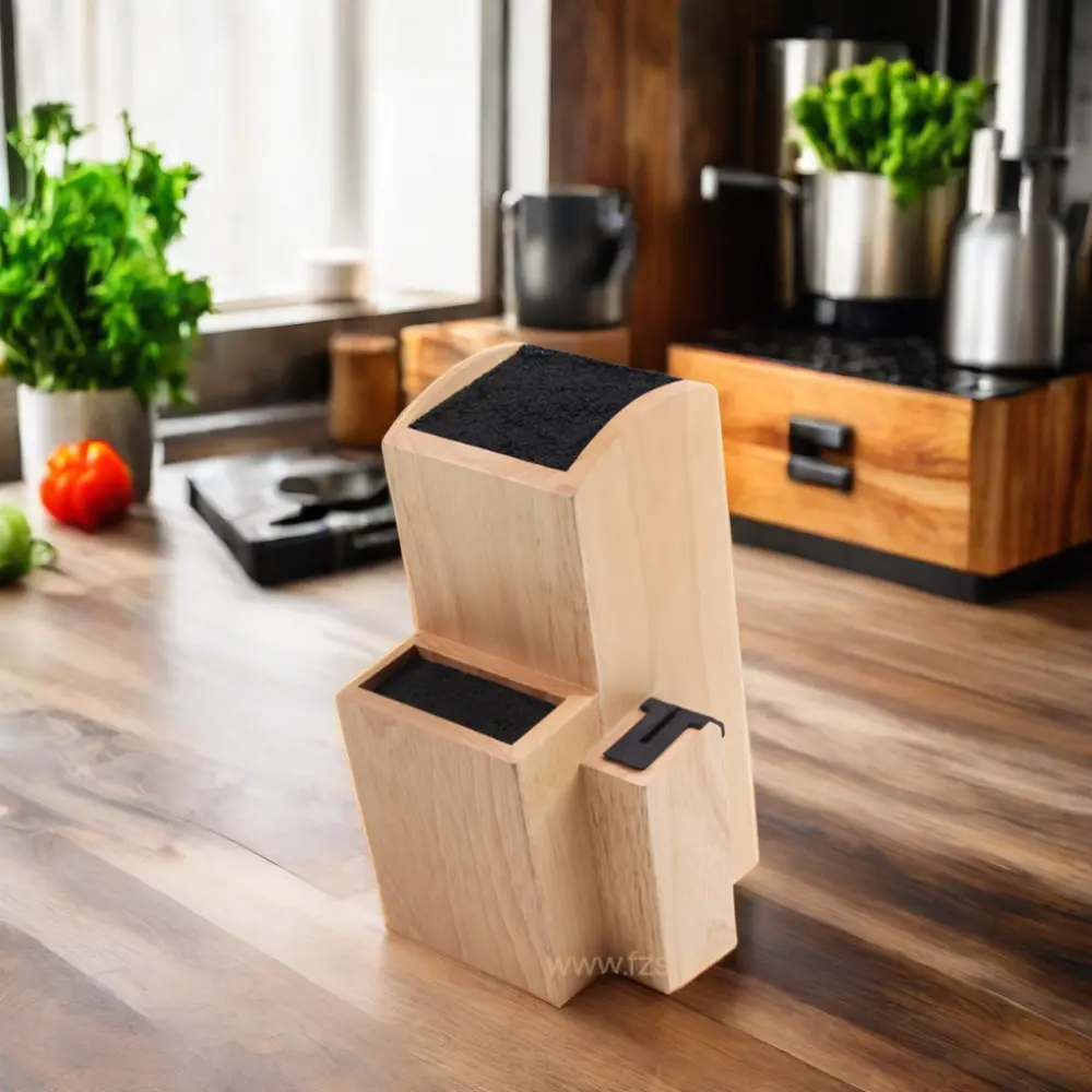 Multifunzionale eco-friendly legno di bambù blocco coltello con aste di Nylon Laser Logo rotolo sacchetto di stoccaggio per uso cucina