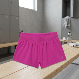 Shorts de course sportifs pour femmes, taille mi-haute, couleur unie, séchage rapide, respirants, avec doublure en mesh et poches latérales - Product Image 2