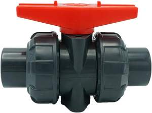 Válvula de Bola Tipo Unión de PVC Kansaikako, Resistente a la Corrosión, Conexiones de Soldadura por Solvente, Tamaño de Puerto 13A, Modelo P22-01 TS - Product Image 2