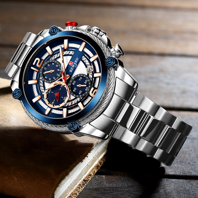Reward Top Brand Fashion Horloge Watches Men with Quartz Movement China Stainless Steel Band Sports Waterproof Wristwatch