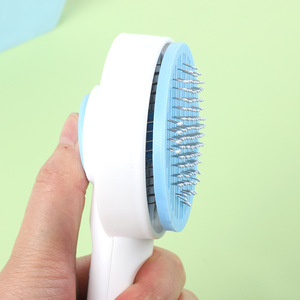 Self Cleaning <b>Pet</b> Comb Blue And Orange For Dog Grooming With Non Slip Handle Abs Stainless Steel Material - Product Image 4