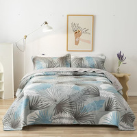 Ensemble de literie à imprimé végétal, motif double face, couvre-lit chaud vintage, ensemble de couvre-lit en coton 3 pièces pour lit de 2,2 m