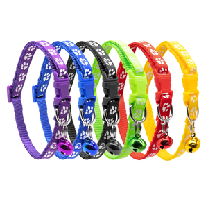 ปลอกคอแมวลายเท้าสัตว์ ปรับได้ หลายสี ขายส่ง - Product Image 1