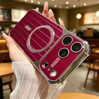 Coque de téléphone magnétique antichoc à motif ondulé avec protection d'objectif compatible pour iPhone 17 16 15 14 13 12 Pro Max