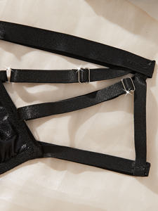 XXXL Damen PU Dessous Set Sexy Feminina 2-teilige Unterwäsche BH Höschen Free Size Spandex Modische ODM Stock für USA - Product Image 5