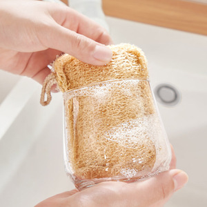 Éponge à vaisselle en loofah, fibre naturelle, outil de nettoyage de cuisine avec boucle de suspension pour casseroles et poêles - Product Image 4
